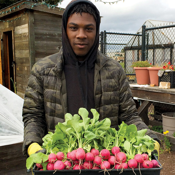 Plant to plate intern with radishes